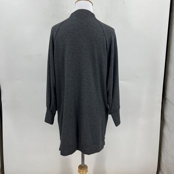 Socialite Tunic Dress XS Extra Small Gray Ribbed Mock Mid Sleeve Raglan Seams - Picture 3 of 10